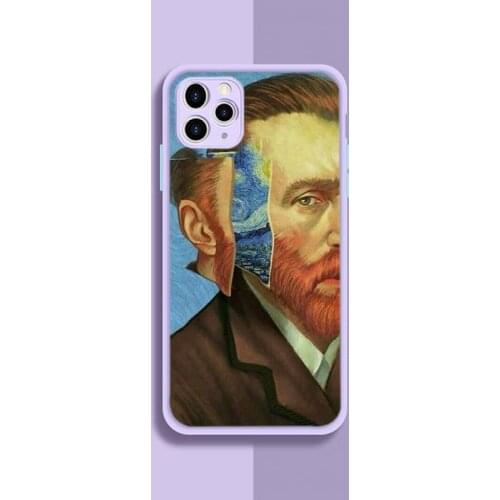 Funny Art Van Gogh Mona Lisa Phone Case Purple Transparent Matte For IPhone 7 8 11 12 S Mini Pro X XS XR MAX Plus Cover Shell
