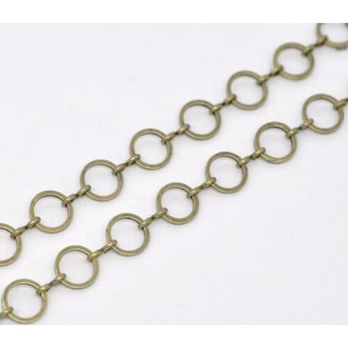 DoreenBeads Retail Antique Bronze Round Link-Opened Chain Findings 8mm 1M,sold per pack of 3 Pcs