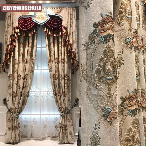 European curtain finished product living room luxurious atmosphere garden bedroom French window chenille thickened shading