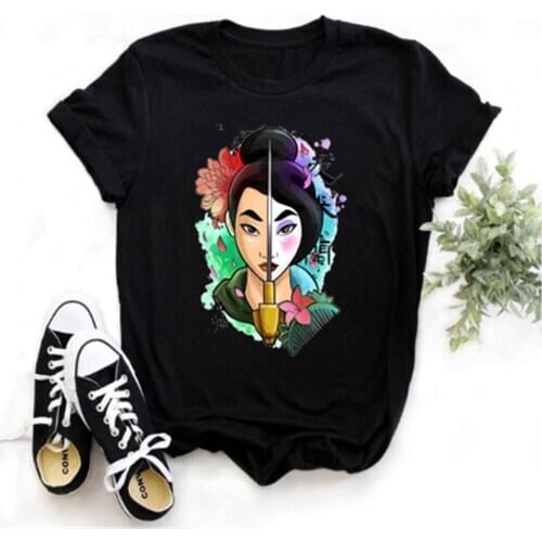 Mayos Womens Kawaii Harajuku Aesthetic T-shirt Womens Street Tops Plus Size 2020 Princess Fashion Cartoon T-shirt