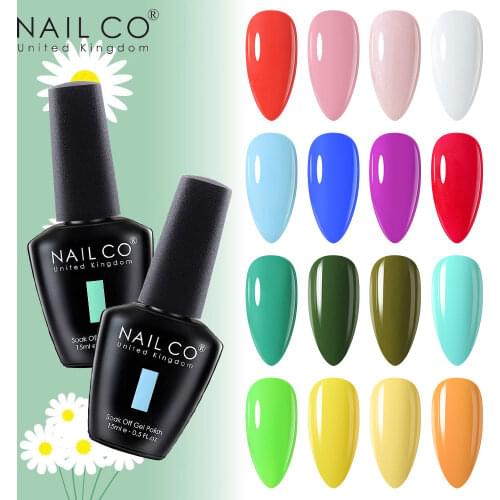 NAILCO Gel Nail Polish 15ml Spring Green Red Pink Colors Series UV/LED Glitter Nails Gel DIY Nail Art Manicure Set Top New Year