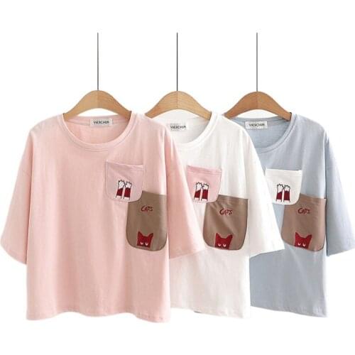 Harajuku T Shirt Women Short Sleeve Loose 2021 Summer New Round Neck Cotton Short Crop Tops For Girls 2113014