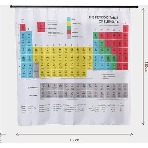 Hot New Periodic Table of Elements Bathroom Curtains Waterproof 3D Print Shower Curtain White Fabric Curtain For The Bath