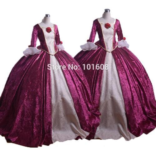 Tailored!Purple Velvet French Duchess Civil war Theatre Southern Belle DRESS Tartan Victorian Colonial dresses HL-272