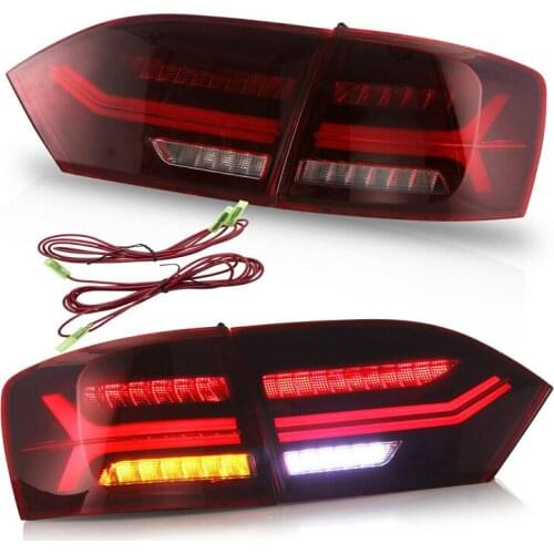 Customized RED CLEAR LED Taillights rear lamp Tail Light Sequential Turn Signal For volkswagen for VW for Jetta MK6 2011 - 2014