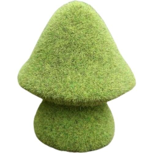 Artificial Simulation Green Flocking Mushroom Resin Decoration Home Office Ornament Room Wedding Decor Figurines Miniatures