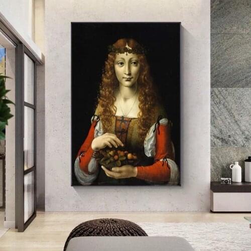 Girl With Cherries Famous Canvas Art Paintings Reproductions By Italy Famous Artist Canvas Art Prints For Home Wall Decoration