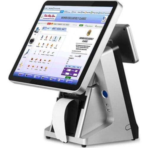 ComPosxb pos system 15 inch Full-Flat LCD monitor retail Dual Screen POS terminal with VFD 80mm printer