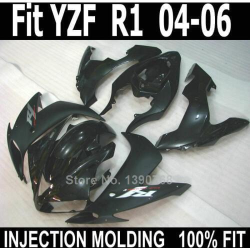 Injection molding plastic fairings for Yamaha YZF R1 04 05 06 black fairings set YZFR1 2004 2005 2006 LV65