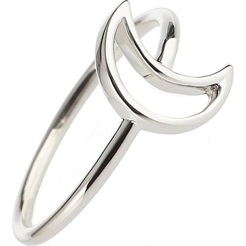 DARK DIAMOND-set moon ring in 925 sterling silver. Comfortable jewel for daily use