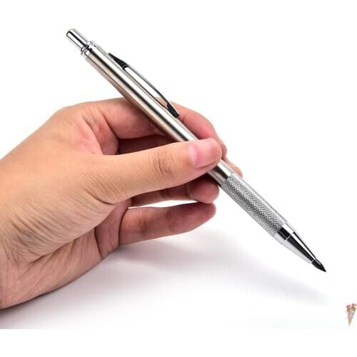 Metal Automatic Pencil Silver Mechanical Pens For Kids Writing Gift Student School Stationary 3mm 1set