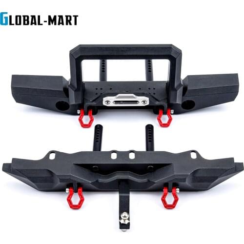 RC Car Metal Front Rear Bumper with Led Light with Trailer Hitch for 1/10 RC Crawler Traxxas TRX-4 TRX4 Upgrade Parts