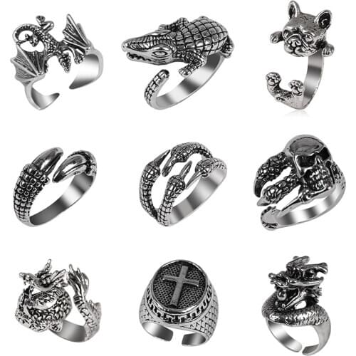 Mens Ring Animal Lizard Dragon Claw Shaped Opening Personality Adjustable Personality Fashion Men And Women Jewelry Gift