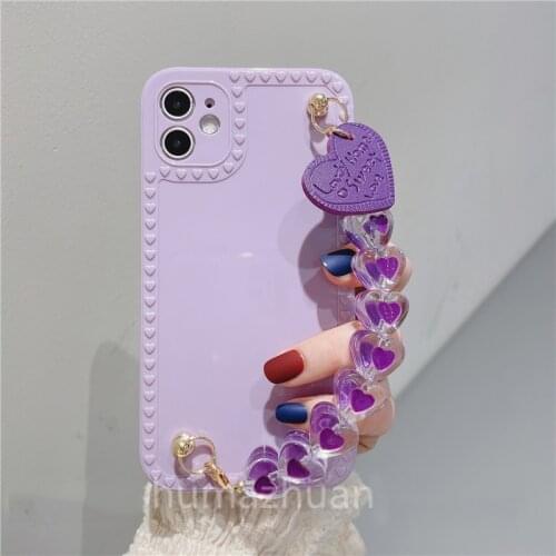 3D Love Heart purple Phone Case For iPhone 12 Pro 11 Pro Max 12 Mini XS Max XR XS 7 8 6 6S Plus SE 2020 Soft Silicon Back Cover