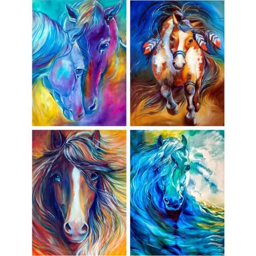 FIYO 5D DIY Diamond Painting Horse Color Diamond Mosaic Embroidery Beads Sets Animals Modular Pictures Decoration For Home