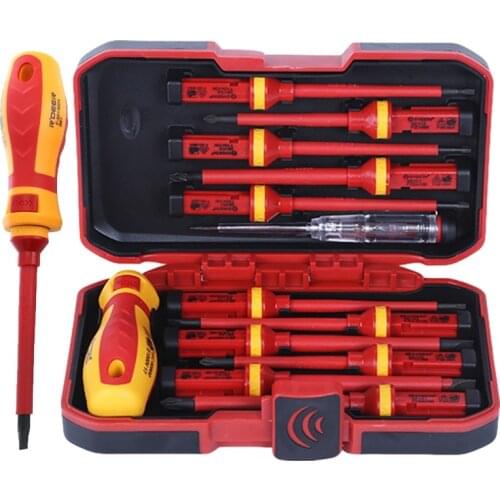 13/Pcs VDE Insulated Screwdriver Set 1000V Slotted Phillips Screw Driver Bits Kit With Tester Pen Electricians Hand Tools