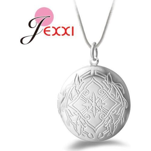 New New 925 Sterling Silver Jewelry Round Photo Locket Necklace Pendant Best Gift For Women Girl