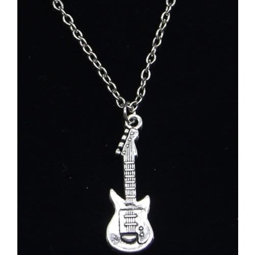 New Fashion Necklace 35x12mm electic guitar Pendants Short Long Women Men Colar Gift Jewelry Choker