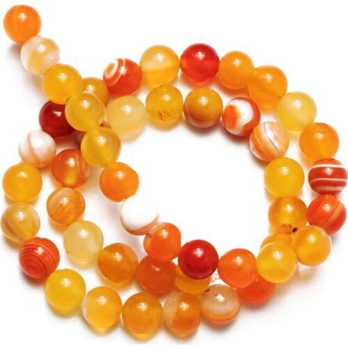 Wholesale Orange Yellow Stripe Agates Beads Natural Stone Loose Beads 4 6 8 10 12mm for Jewelry Making DIY Bracelet Accessories
