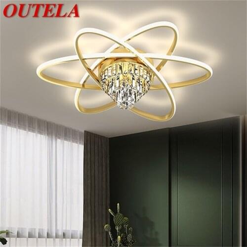 OUTELA Brass Ceiling Light Modern Creative Luxury Crystal Lamp LED Fixtures Decorative For Home