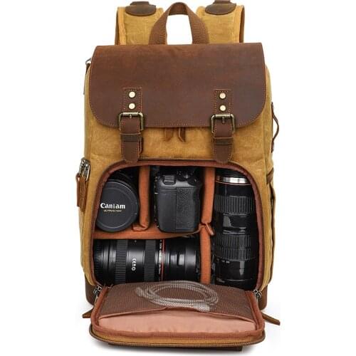 Casual Backpack Photography Bag Hit Color Waterproof Canvas SLR Digital Bag Retro Hit Color Camera Backpack