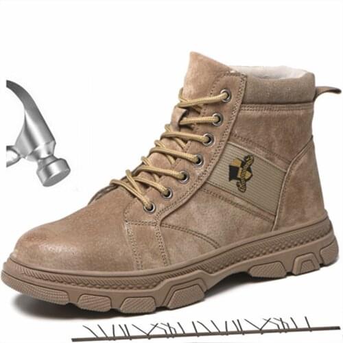 Steel Toe Work Shoes Breathable Working Safety Shoes Men Boots Lightweight Puncture-Proof Waterproof Indestructible Shoes