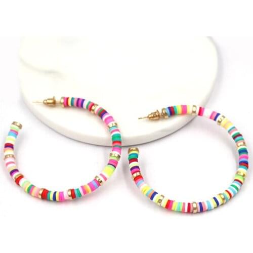 Colorful Soft Ceramic Candy Colors Big C Stud Earrings for Women