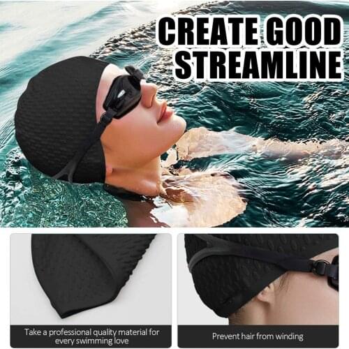 Unisex Elastic Waterproof Pu Fabric Protect Ears Long Hair Sports Swim Pool Hat Swimming Solid Colour Swim Cap #P2
