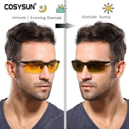 Men Aluminium Photochromic Sunglasses Men Safe Driving Goggle Polarized Sunglasses Mens Car drivers Glasses Day Night Vision