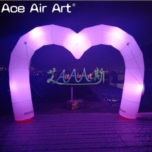Led lighting inflatable heart model arch color changing background inflatable archway entrance for wedding/Valentines Day decor