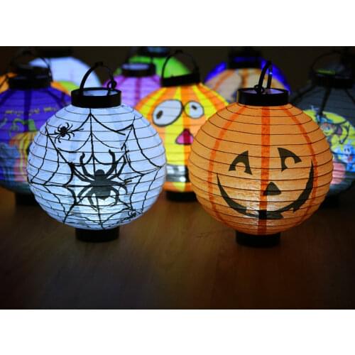 Halloween Decoration LED Paper Pumpkin Hanging Lantern Light Lamp Halloween Decorations for Home Horror Lantern Supplies