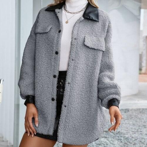 Ailegogo Streetwear Female Teddy Loose Warm Faux Lamb Fur Long Coat Autumn Winter Women Single Breasted Jacket Chic Outwear