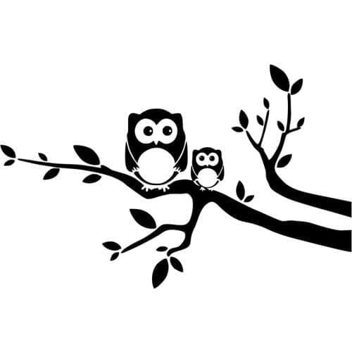10.9cm*17.1cm Owl Baby Mother Bird Tree Branch Vinyl Stickers Decals Black/Silver S3-5045