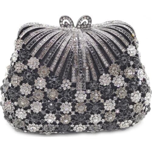 XIYUAN New Women Crystal Prom Clutch Purse Female Prom clutch bags Bridal Shoulder Bag Womens Handbags Rhinestone Evening Bags