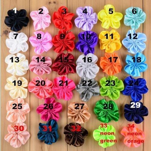 Yundfly 20PCS DIY Satin Ribbon Petal Flower For Hair Accessories Artificial Ruffled Fabric Flowers For Baby Girls Headbands
