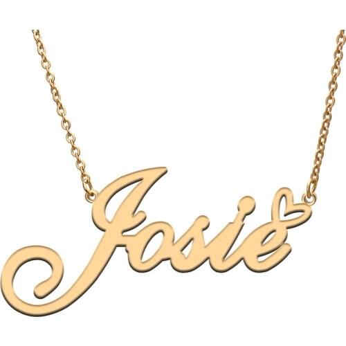 Love Heart Josie Name Necklace for Women Stainless Steel Gold & Silver Nameplate Pendant Femme Mother Child Girls Gift