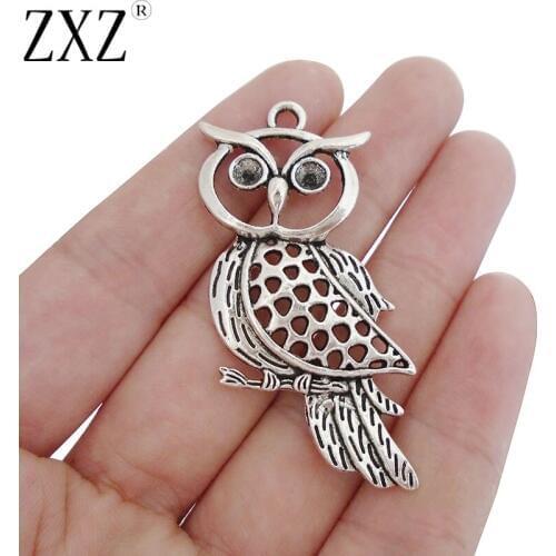 ZXZ 10pcs Bird Owl Charms Pendants for Necklace Jewelry Making Findings 53x34mm