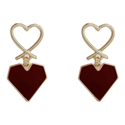 10 pair/lot fashion women jewelry accessories enamel red heart earrings