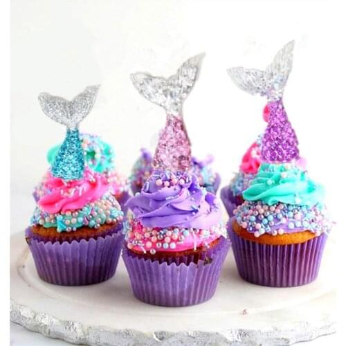 10pcs Mermaid Party Decorations Birthday Cake Topper Baby Boy Girl Kids Favors Mermaid Party Theme Supplies Wedding Party Favor