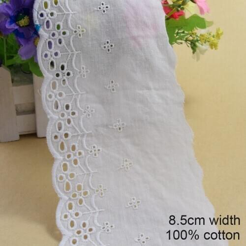 10yards 8.5cm wide 100% Cotton embroid lace sewing ribbon guipure trim wedding lace DIY Garment Accessories doll lace#3990