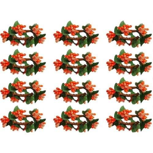 12 Pcs Fall Napkin Rings Flower Napkin Ring Holders Harvest Serviette Buckle Rings Theme Dinner Table Rings For Holiday