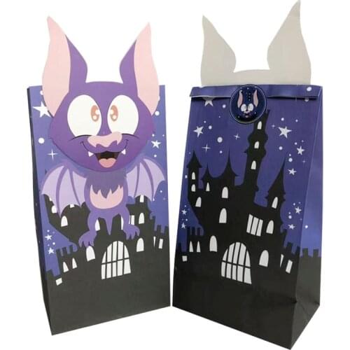12PCS Halloween Cat Ghost Packaging Bag Sealing Label Sticker DIY Halloween Gift Bag Cany Bag Halloween Decor