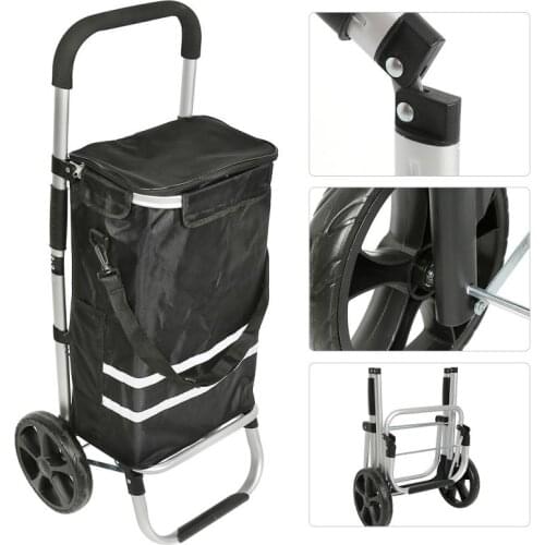 2 Wheels Shopping Carts Trolley Aluminium Foldable Luggage Trolleys Carts Folding Portable For Market Shopping HWC