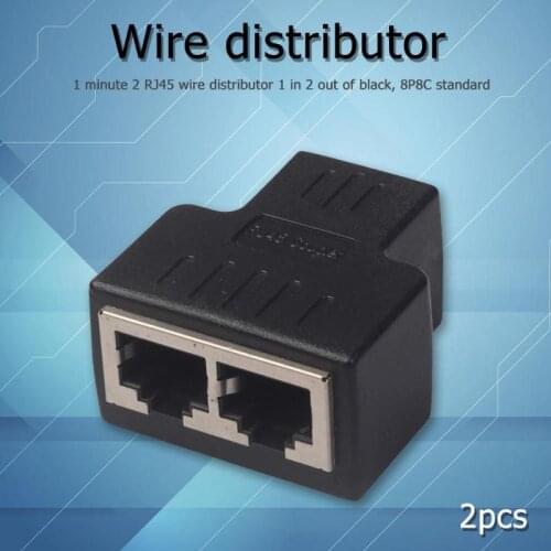 2pcs Hot Sale Network Cable RJ45 Splitters Classic 1 to 2 Socket LAN Ethernet Network Cable RJ45 Splitter Connectors Adapter