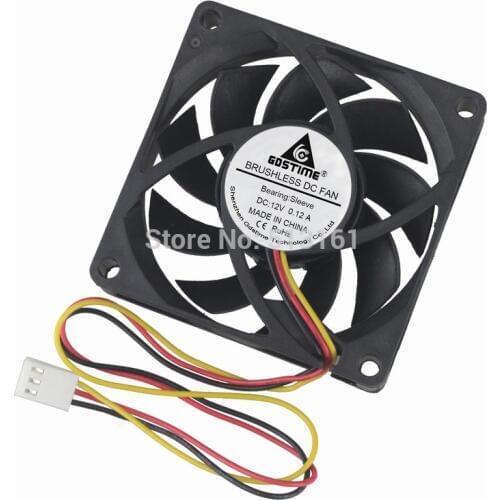 200pcs Gdstime DC 12V 3PIN 0.12A 70mm 7cm 70x70x15mm Sleeve Bearing Brushless Cooler Case Fan