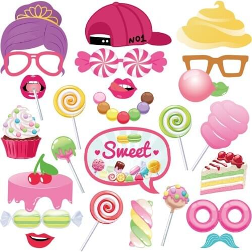 25pcs Sweet Lollipop DIY Photobooth Props Party Decorations Girls Happy Birthday Parties Photobooth Props Wedding Party Supplies