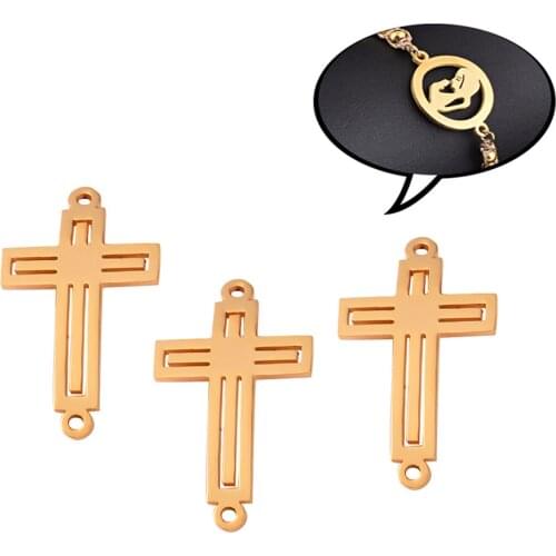 3pcs/lot Stainless Steel 17*30mm Jewelry Accessories Small Cross Charms Necklace Pendant Handmade DIY Material