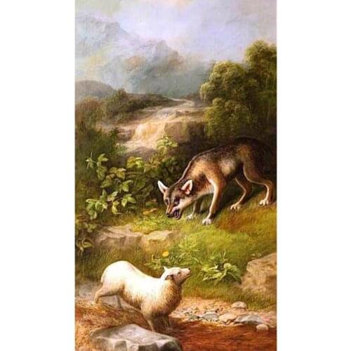 5D DIY Full Round/Square Diamond Painting Animal Wolf & Sheep 3D Embroidery Cross Stitch Rhinestone Mosaic Home Decor Art Y1372