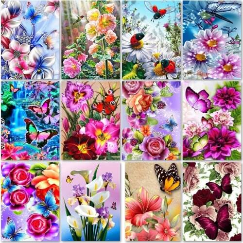 5D DIY Full Square Round Diamond Painting Flower Diamond Embroidery Butterfly Rhinestones Mosaic Pictures Handicrafts Decor