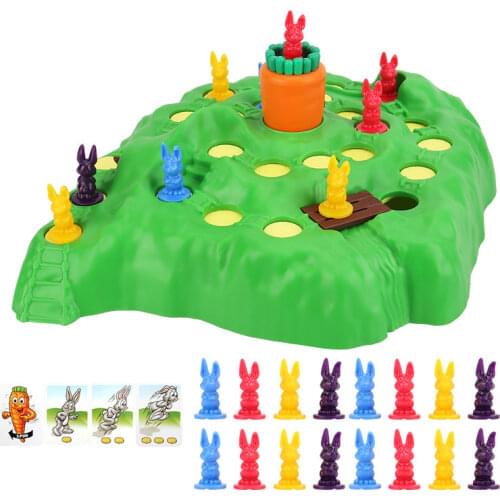 Rabbit Trap Game Toy Rabbit Cross Country Race Spinning Turnip Drop Board Game Toy Early Education Children Board Game Toys